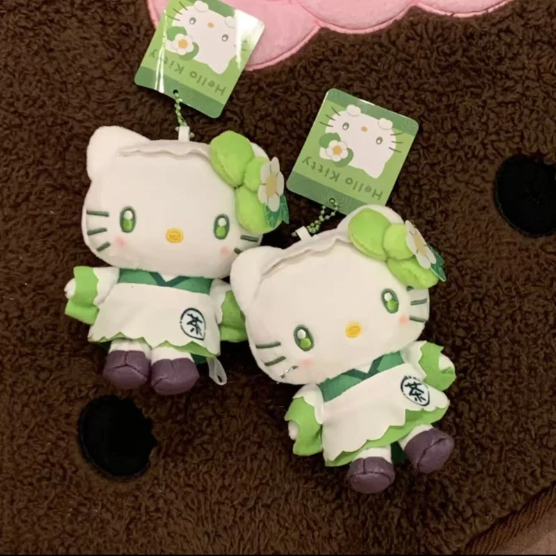 NEW cute Hello Kitty Plush Toy Matcha Keychain Sanrio Matcha Maid   Kimono cat  doll Pendant Charm Pendant for Backpack Gift