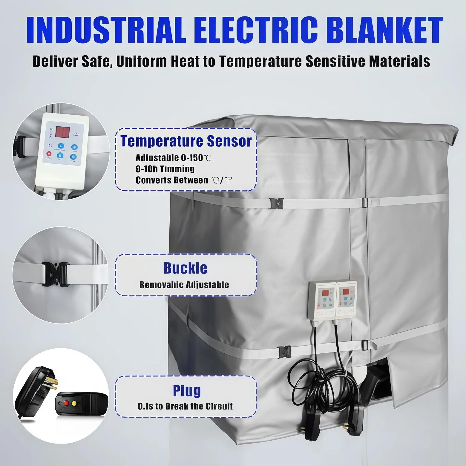 Customizable Fuel Oil Diesel 275 Gallon Anti-Freeze Heating Blanket Prevents Winter Gelation IBC Heater