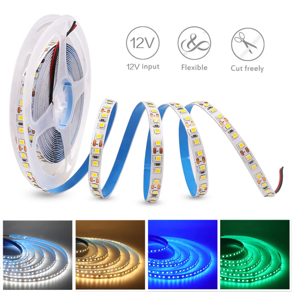 

DC12V 24V LED Strip 5M 600LEDs Flexible Cuttable Tape Diode Light 2835 SMD Super Brightness Soft Non-waterproof Ribbon Lamp