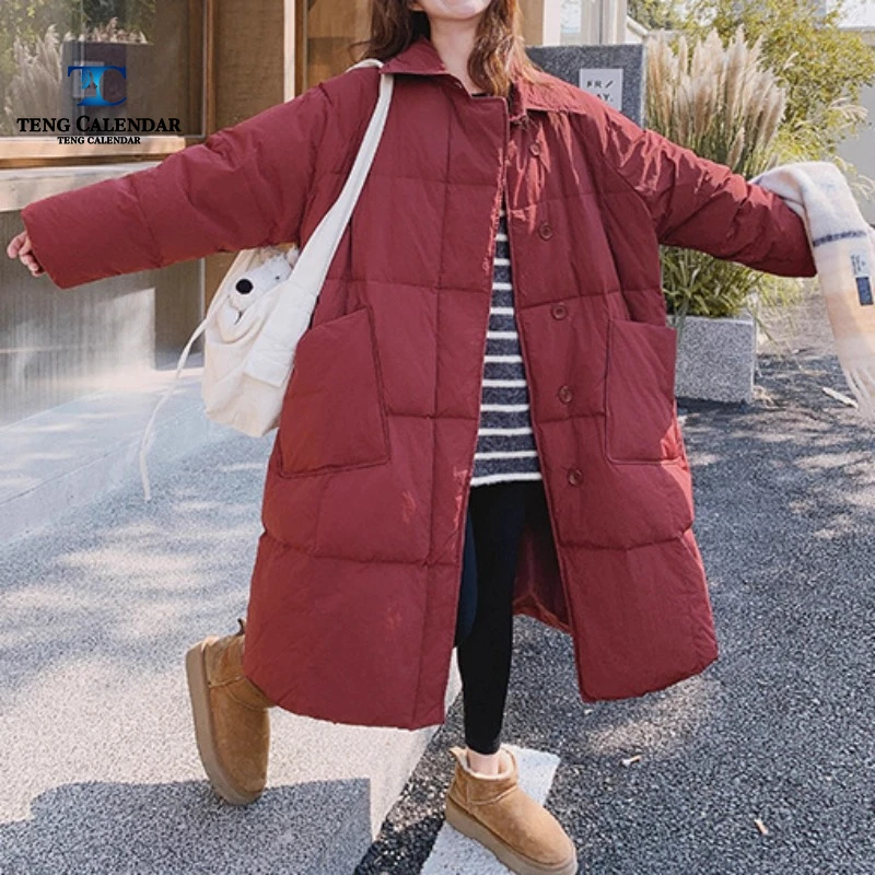 Doudoune longue, veste chaude épaisse en duvet de canard blanc ample surdimensionné artistique rétro, nouveauté pour l'hiver 2025