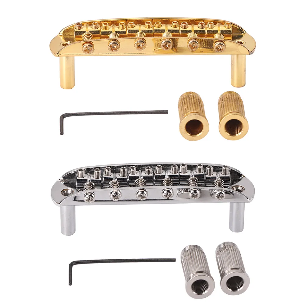 6 String Adjustable Threaded Saddle Guitar Bridge Set for JM Jazzmaster Parts