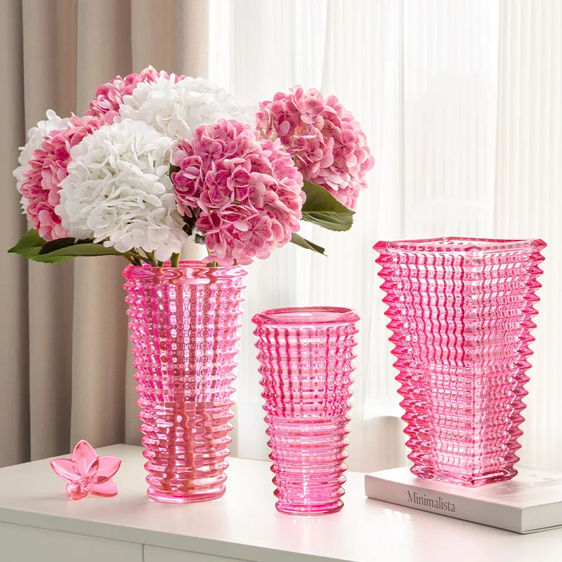 

Various Colorful Nordic Thickened Vase Glass Transparent Lily Plant Vase Living Room Table Flower Arrangement Square Cylindric