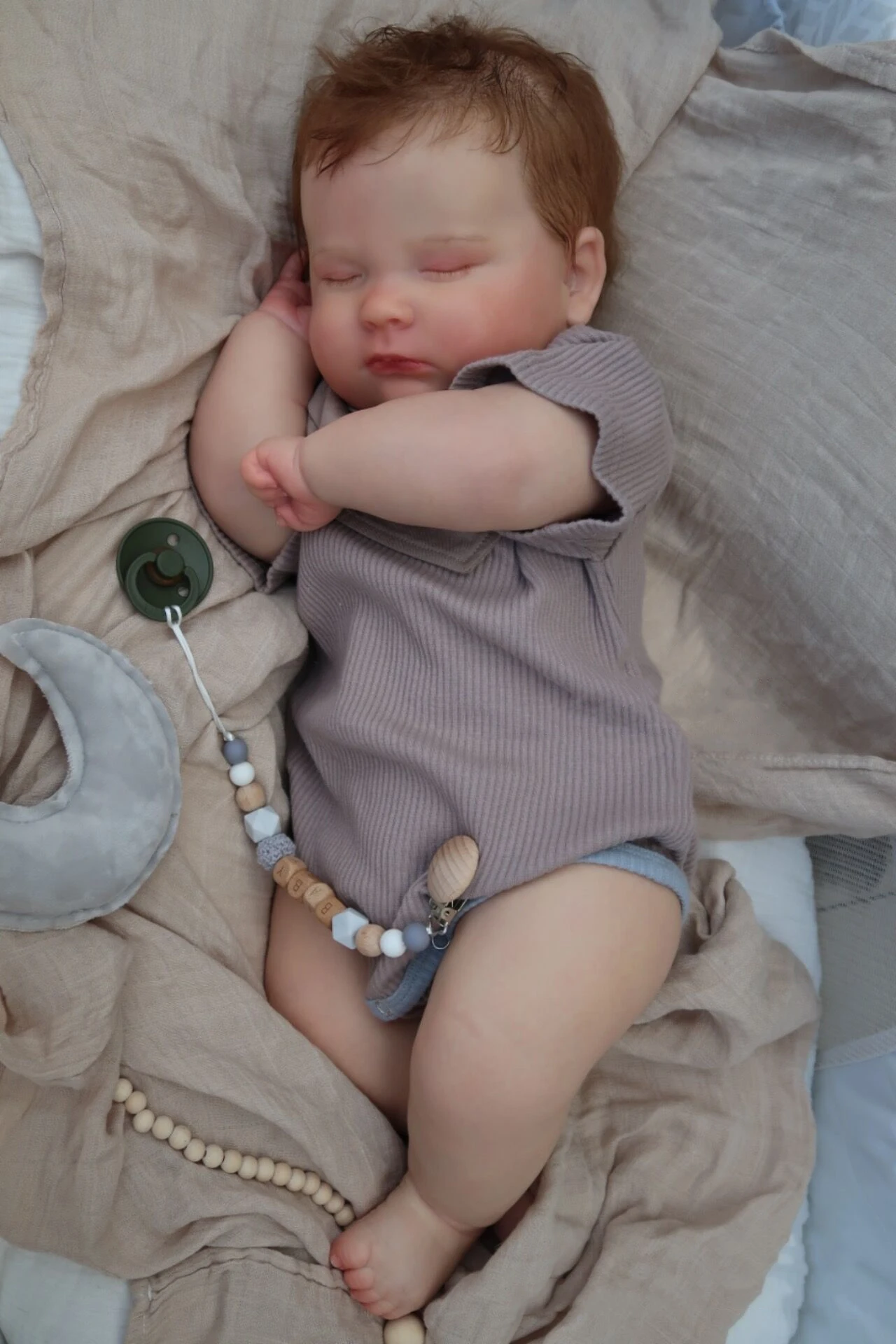 Bebe 60CM Finished Doll Sleeping Joseph As Picture Reborn Baby Doll Hand Paint Doll with Genesis Paint High Quality 3D skin Doll