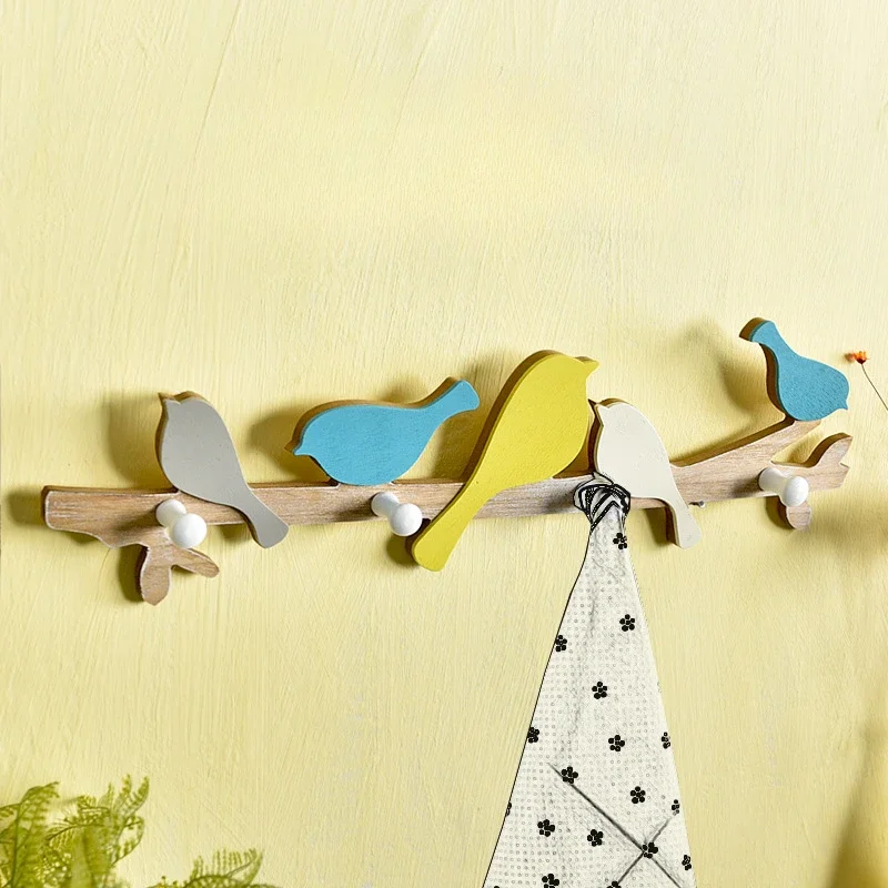 Kids Room Bird Shape Wall Hooks Home Decoration Wood Coat Hook Clothes Hanger Children Bedroom Living Room Wall Hanger Hook