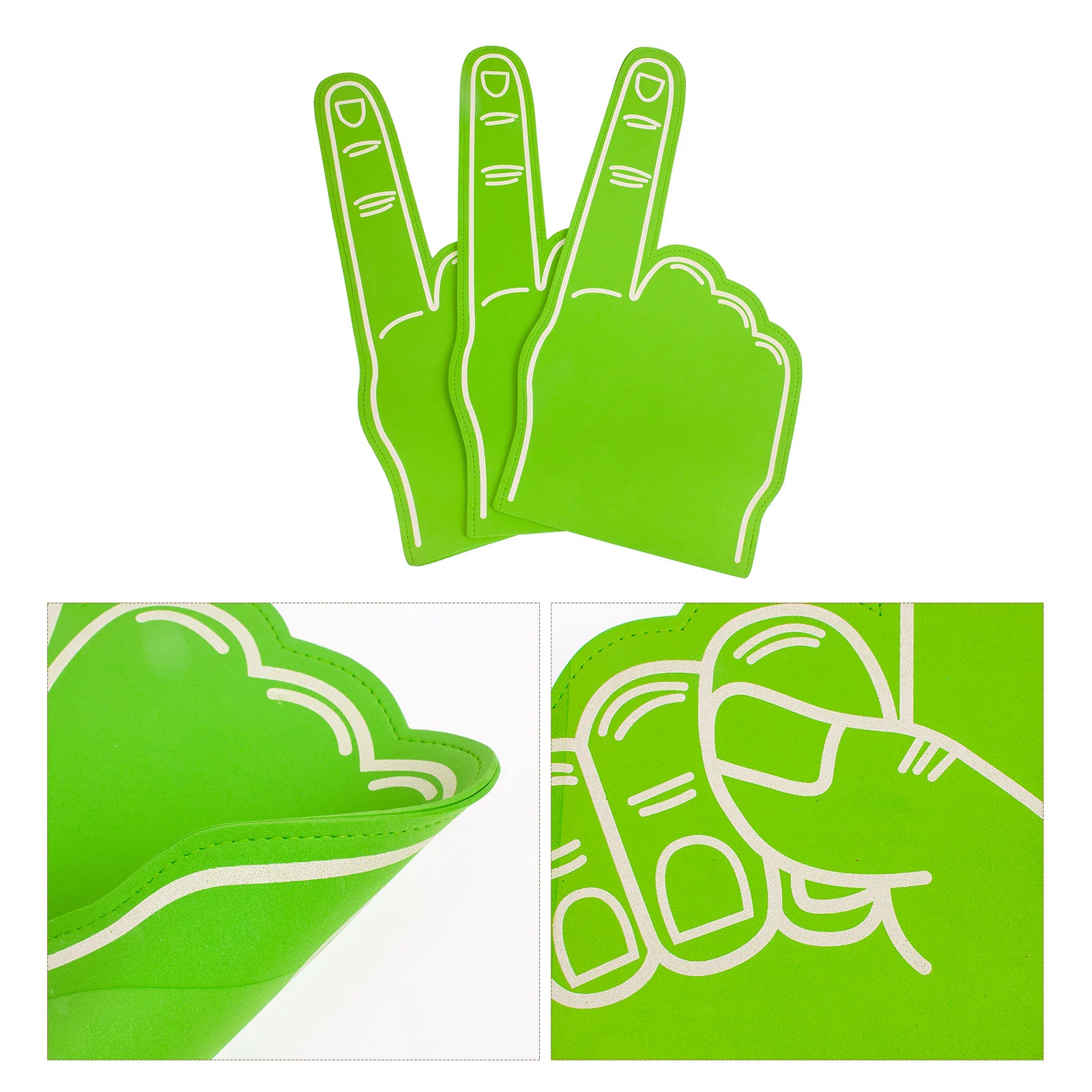 

3pcs Foam Finger Cots Green Jumbo Cheerleading Props Sports Party Supplies Foams Hand Soft Comfortable Fits Most