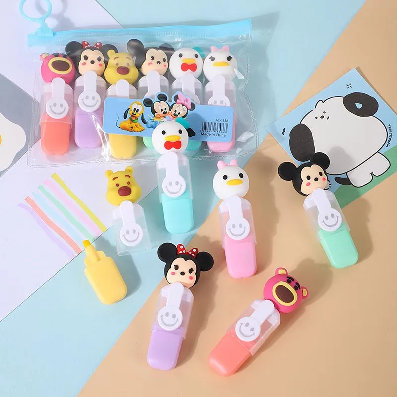 

24pcs/ лот Disney Mouse 6 цветов геля Pen Cartoon Bear Highlighter ручки рекламные подарки офис школьные письменные принадлежности