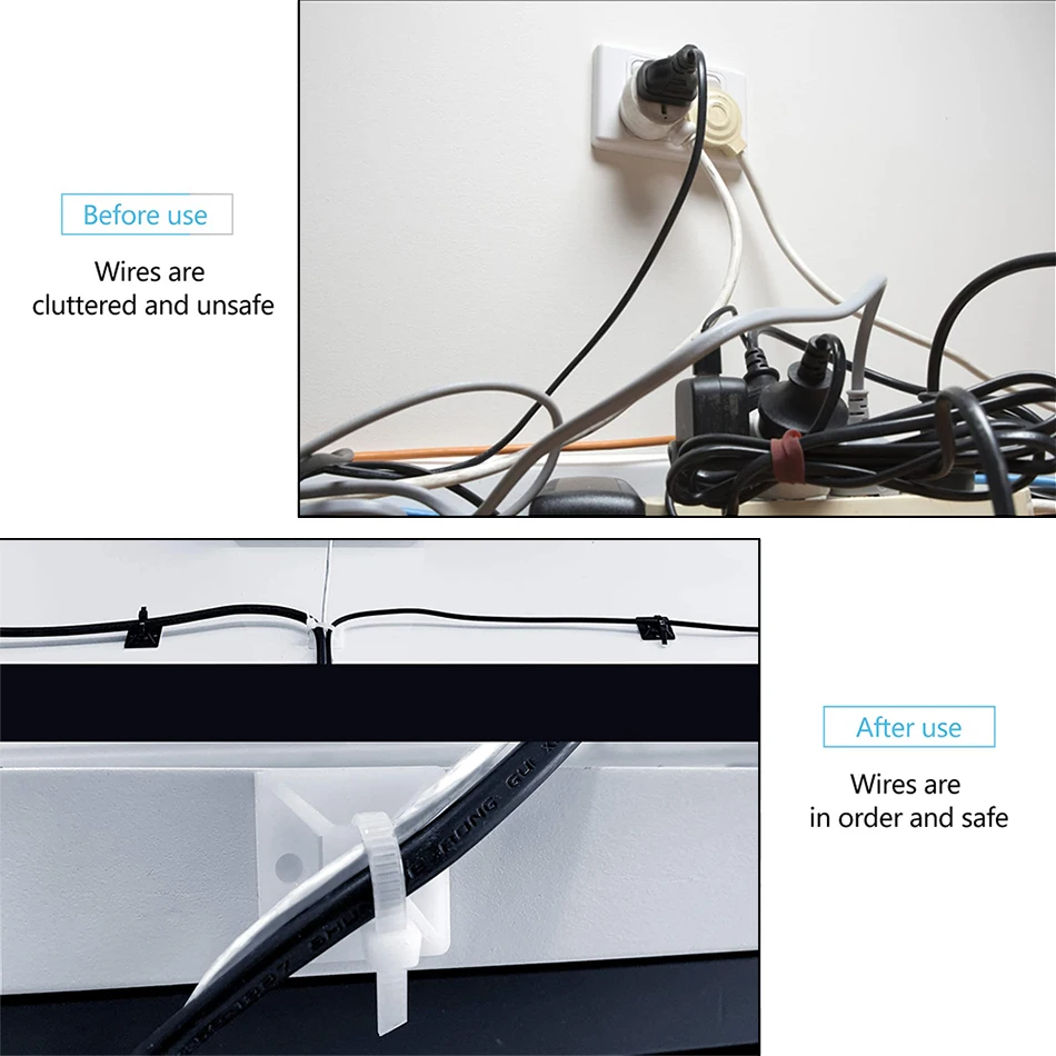 Cable Organizer 50 Pcs Self Adhesive Nylon Removable Base Cord Management Base Mount Zip Tie Mounts For Outdoor Cable Organizer