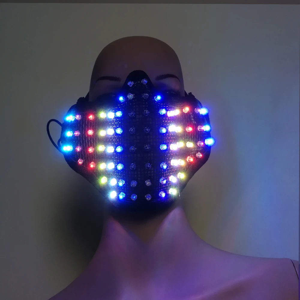 Halloween Mask Colorful Led Mask Party Masque Masquerade Masks Neon Mask Light Glow In The Dark Horror Mask Glowing Mask