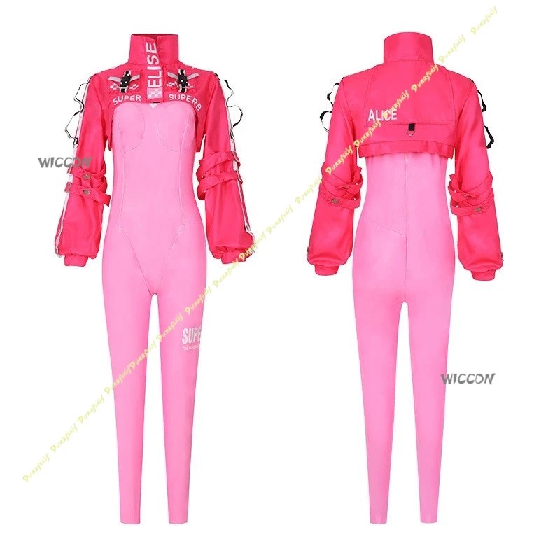 آلهة النصر: NIKKE الفتيات الوردي شعر مستعار ألعاب أنيمي نيسيي السراويل قفازات الجوارب معطف تأثيري ازياء النساء عيد الميلاد هالوين