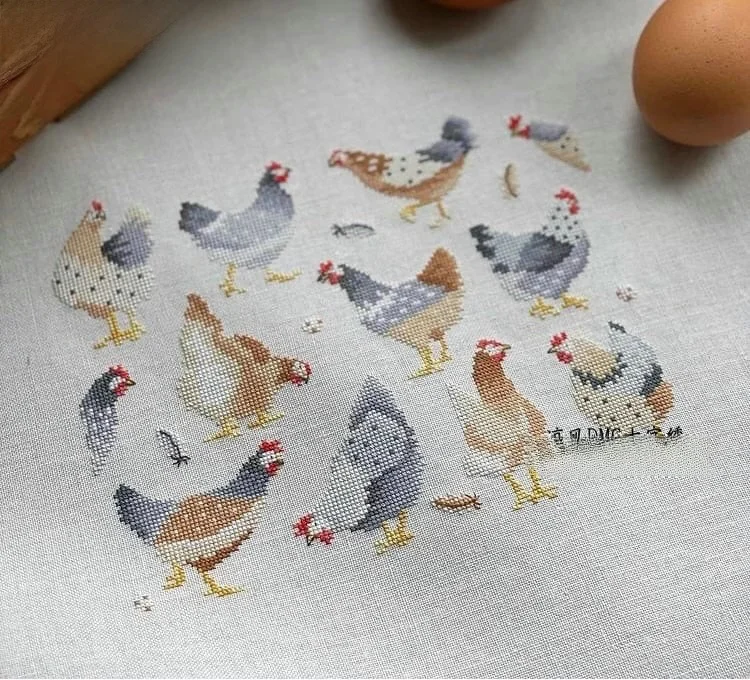 

Набор для вышивания крестиком Cool Breeze DMC: Новая декоративная картина для ресторана, настенное искусство F134 с принтом «Курица, едящая рис»