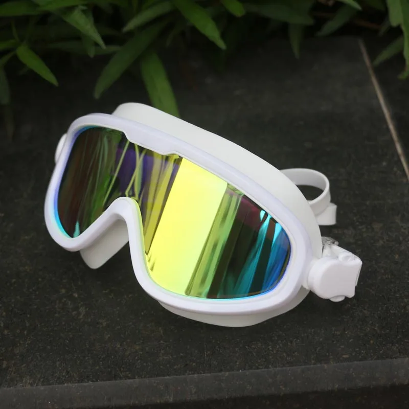 Fashion design outdoor waterproof glasses big frame wide clear vision swimming goggle