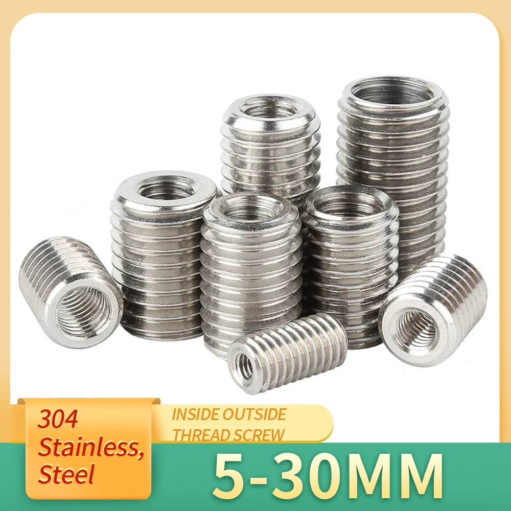 2-5Pc M2 M3 M4 M5 M6 M8 M10 M12 M20 Inside Outside Thread Adapter Screw Nuts Insert Sleeve Converter Nut Coupler