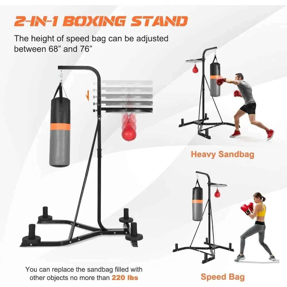 Freestanding Boxing Machine With Height Adjustable Speed Ball & Sandbag Professional Boxing Bag Training Box Bag Punching Sand