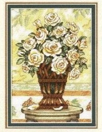 14/11/22/25/28/18/16CT  Lovely Cute Counted Cross Stitch Kit White Rose Still Life Flower Flowers dim 65006