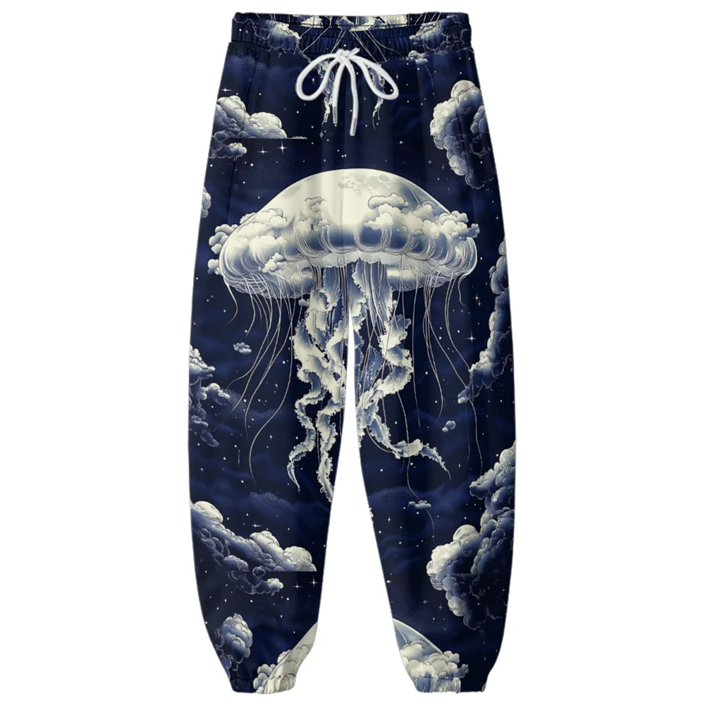 

Spring and fall clothing thin pants Deep Sea Jellyfish Octopus Color Printed Work Pants Everyday Versatile Casual Pants