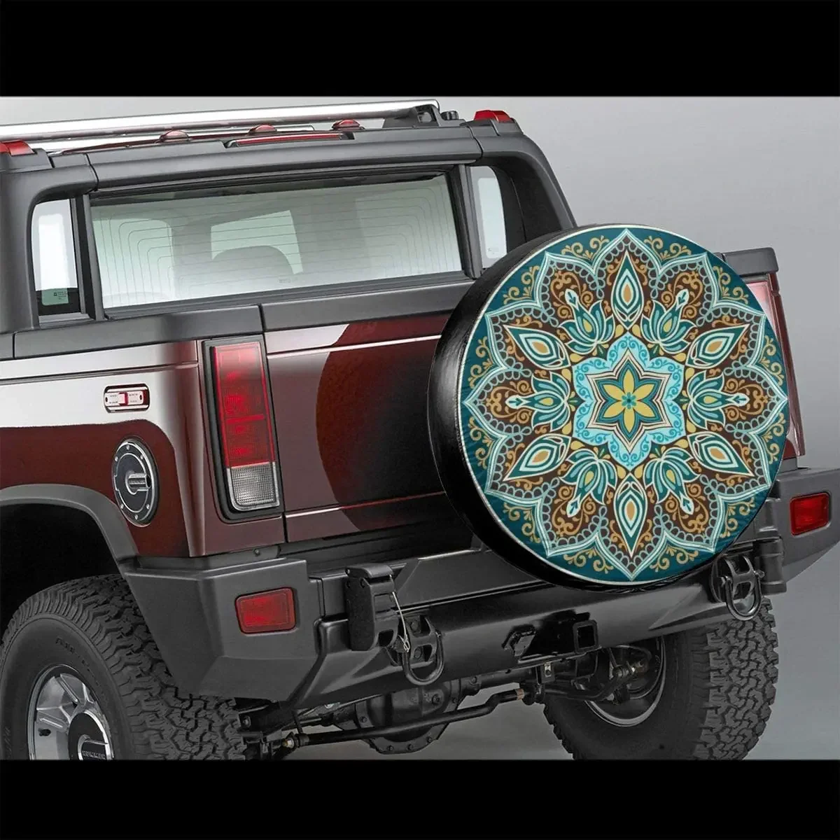 Kiuloam Boho Mandala Turquoise Spare Tire Cover Polyester Universal Sunscreen Waterproof Wheel Covers