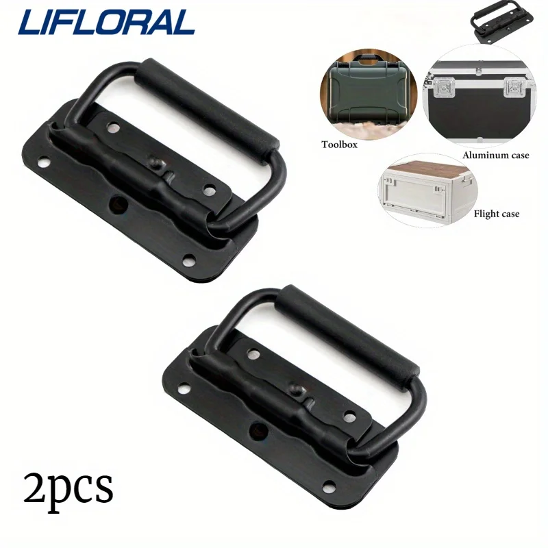 

2 шт., железный материал, пружинная складная ручка, ручка для багажа, ящик для инструментов, подвижное кольцо, ручка для коробки промышленного оборудования