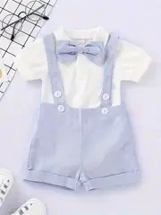 Infant Baby Boy Funny First Birthday Clothes Toddler Boy Cute Bow Tie Romper & Short Pants Kids Outfits