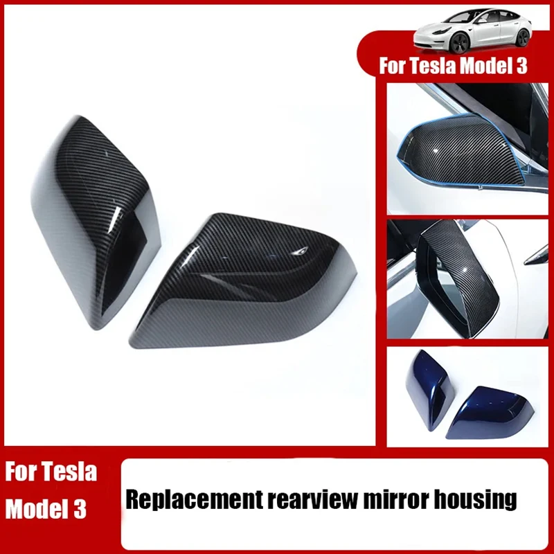

For Tesla Model 3 2017 2018 2019 2020 2021 2022 2023 Auto Side Rear View Mirror Cover Shell Cap Housing Replacement 2pcs/Set