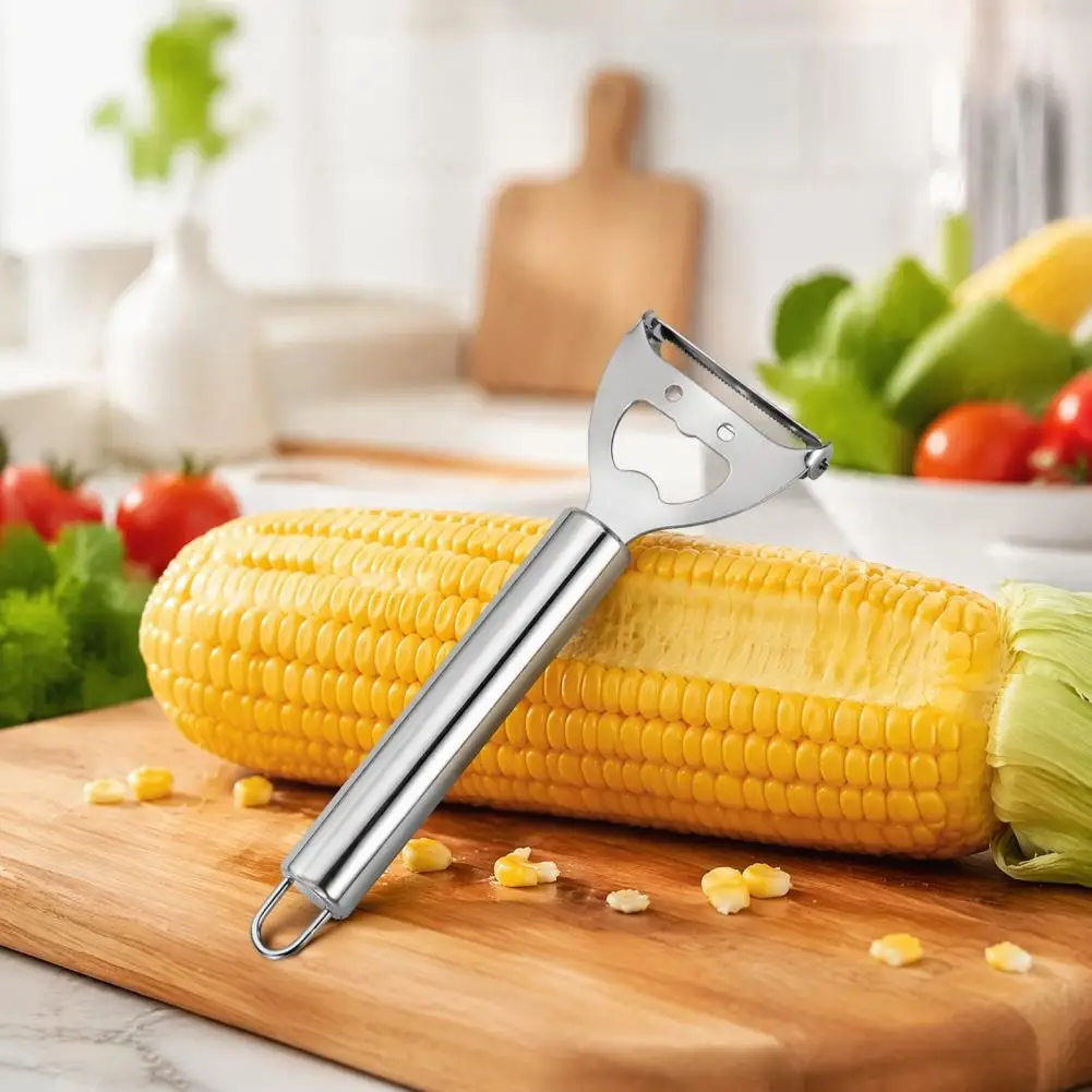 Corn Thresher Stainless Steel Corn Remover Corn Peeler with Non-slip Handle Stainless Steel Cob Stripper Quick for Kitchen