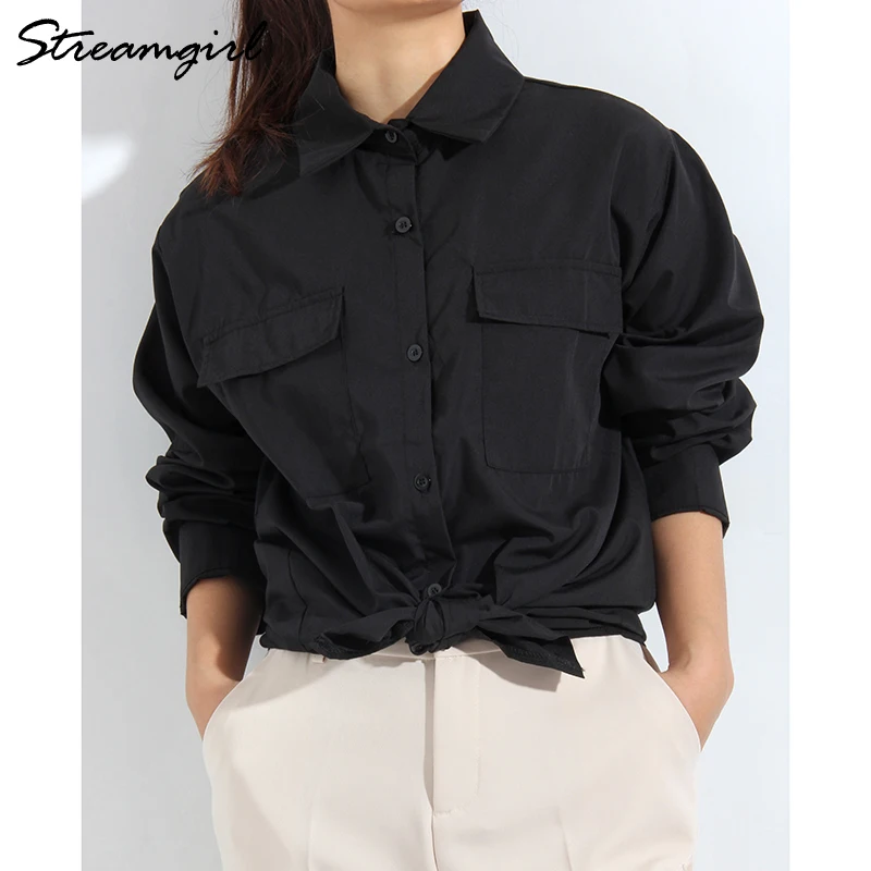 Black Shirts For Women Blouse Formal Wear Shirts Fashion Woman Blouses White Shirts Ladies Loose Tops Blouses Women Shirt 2022