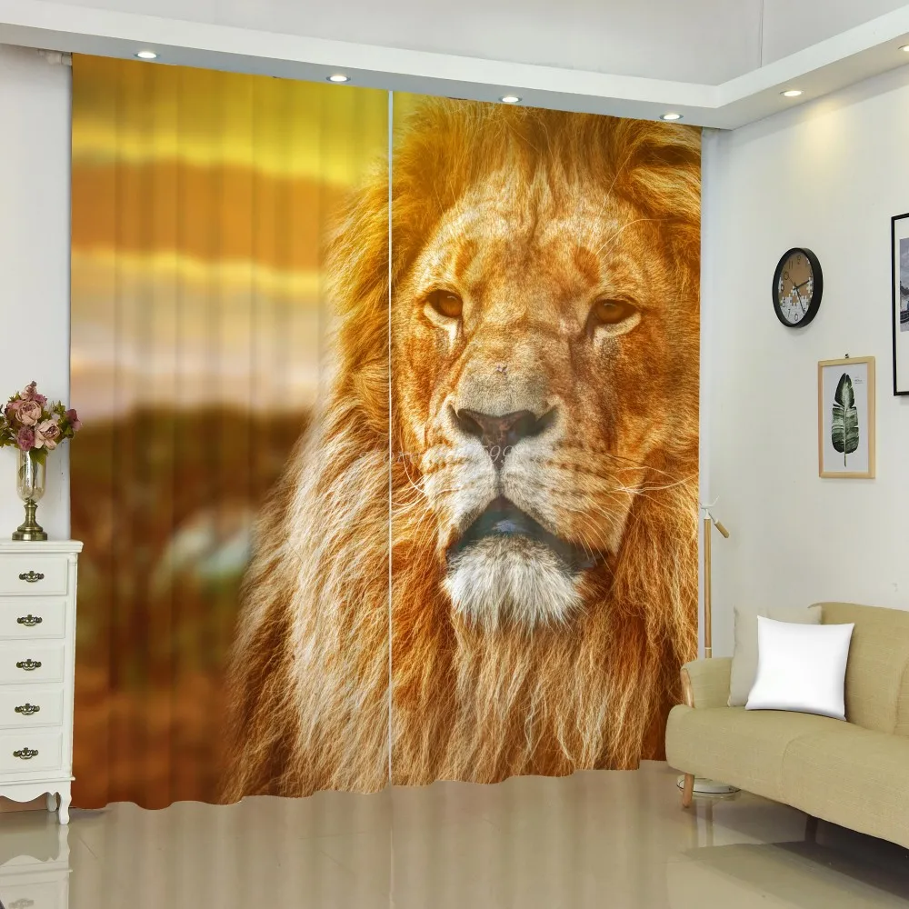 3D Printing Animal World Blackout Curtains Kids Adult Bedroom Living Room Decoration Kitchen Lion Leopard Blackout Curtains Home