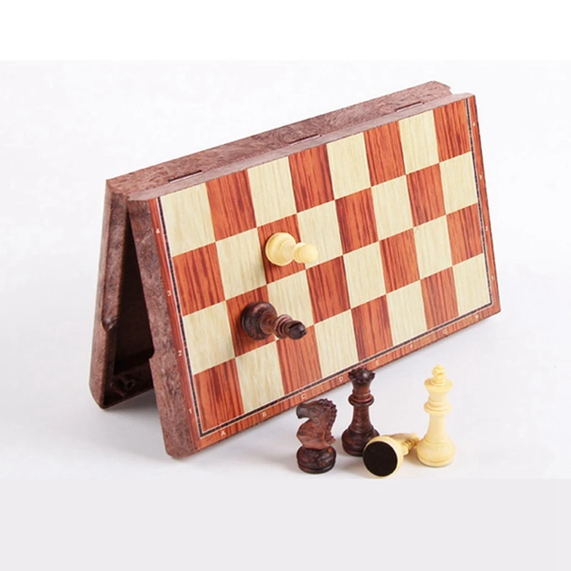 Wooden Chess Set With No Gaps On The Board. Chess Board Game Foldable Portable Board Suitable For Family Beginners