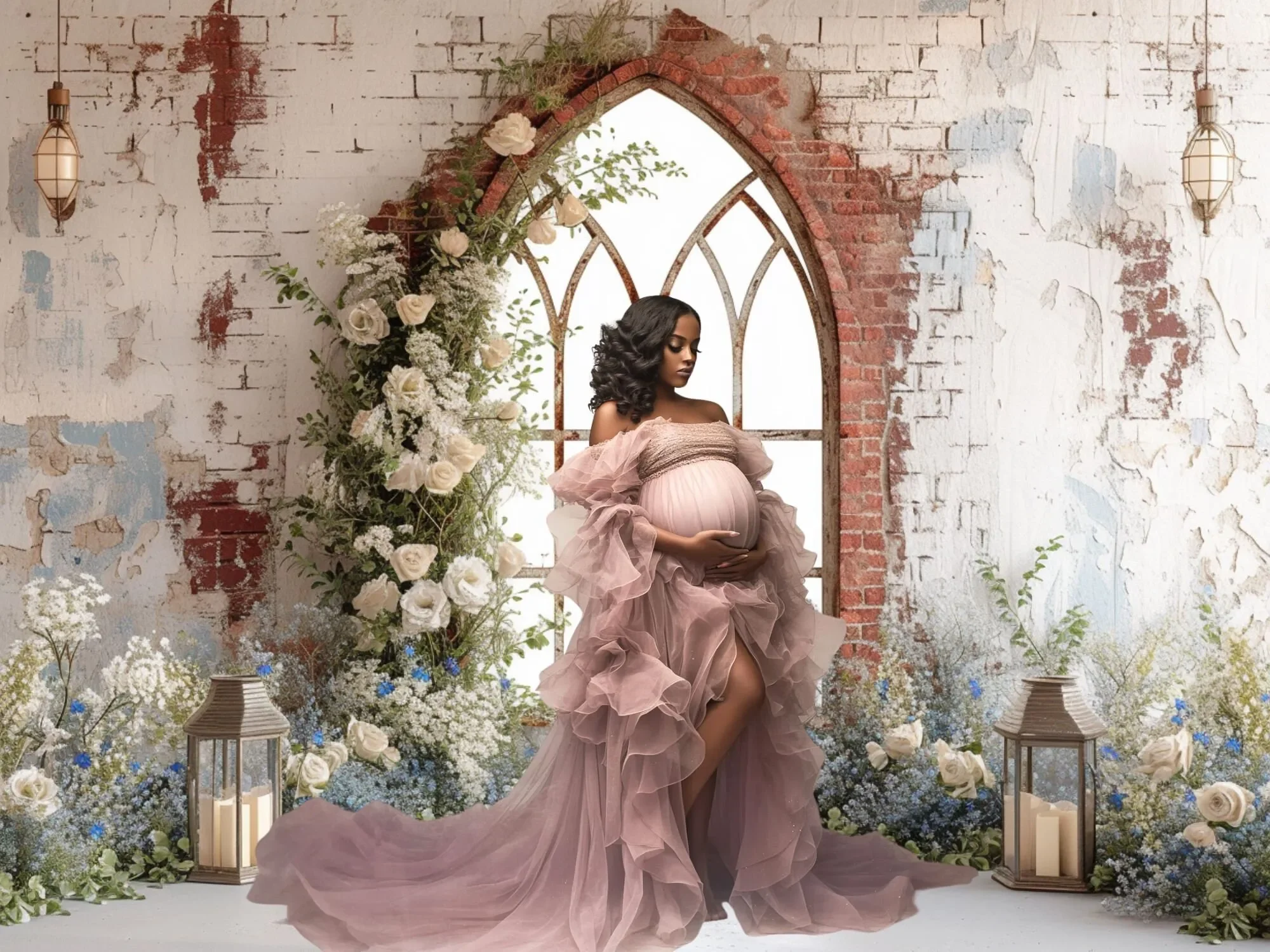 Mehofond-Fondo de fotografía, pared de ladrillo rústico, Floral, ventana, cumpleaños, boda, maternidad, Retrato, decoración, telón de fondo, estudio fotográfico