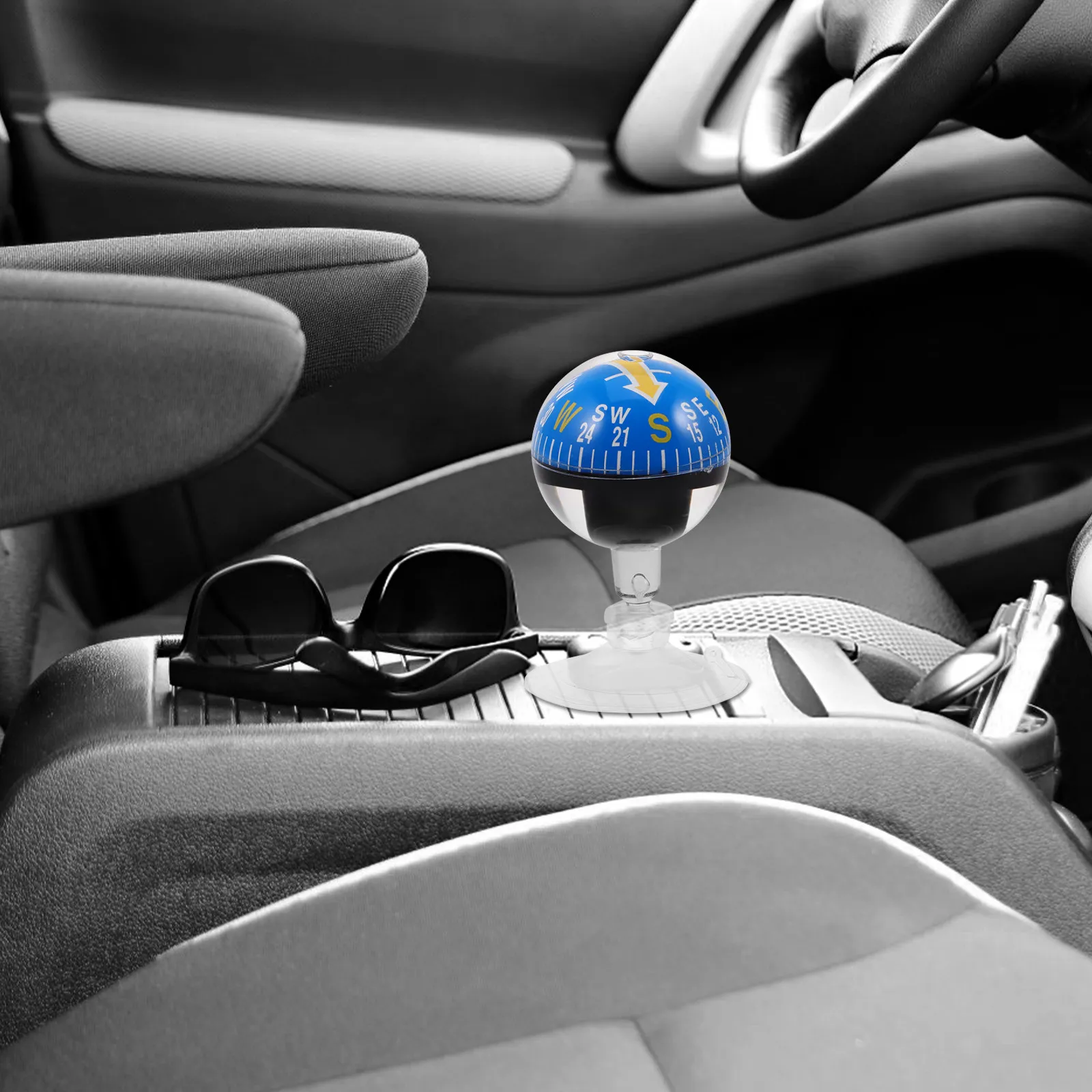 Car Dash Compass Portable Plastic Suction Cup Dashboard Mount Outdoor Hiking Marine Navigation Vehicle Compass