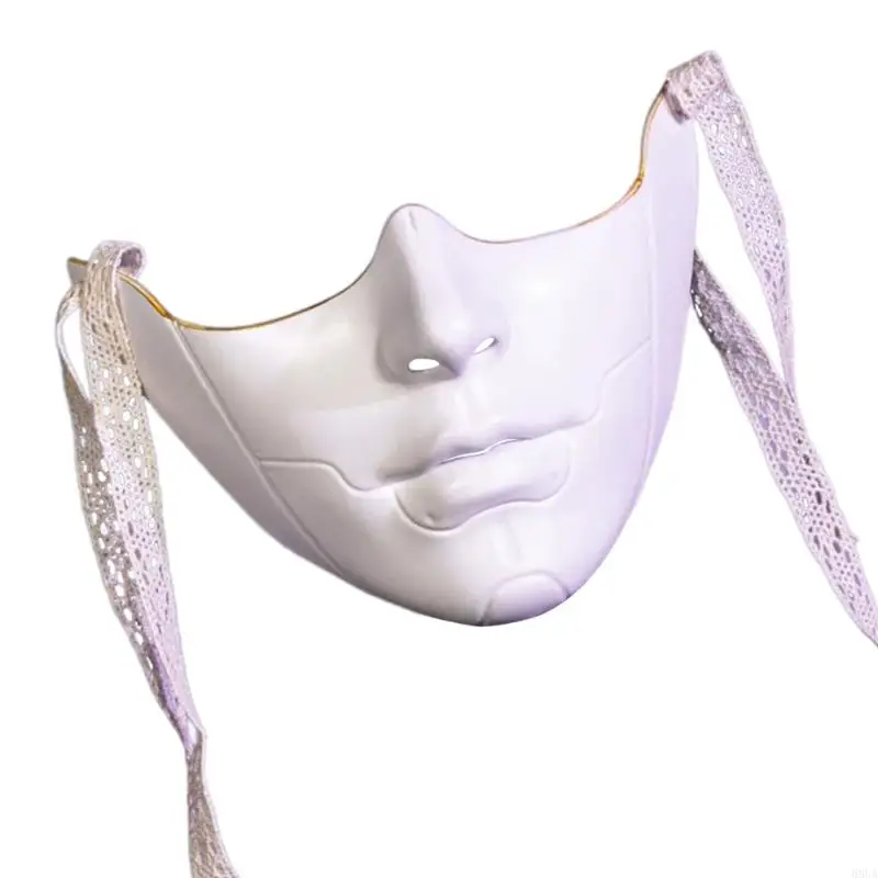68UA Halloween Costume Mask Mask Mask White Half Face Mask For Women Men Cosplay Enthusiasts Masquerade Decoration Mask