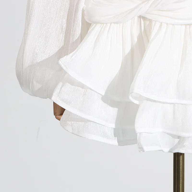 Bjtz estilo francês high-end socialite babados vestido curto 2025 novo decote em v manga puff tridimensional vestido floral para mulher