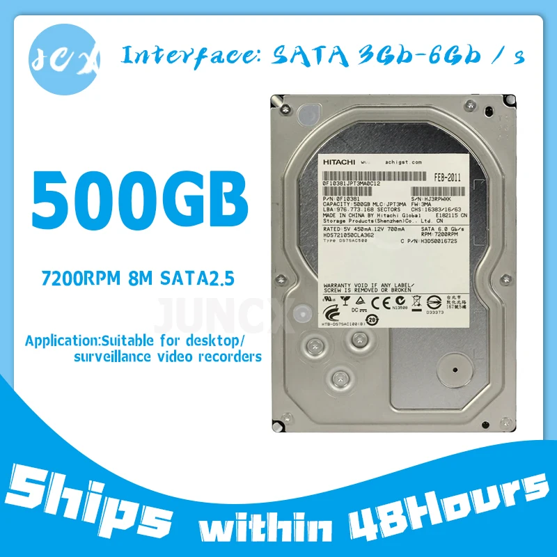 Hard Drive yang dibongkar asli untuk Hitachi HGST merek 500Gb 3.5 "HDD SATA 8-16m Desktop PC Disk Internal 5400-7200RPM (bekas)