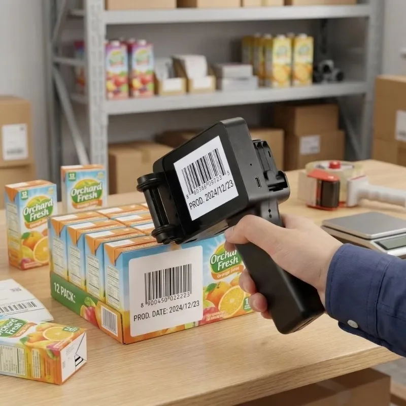 Portable Handheld Inkjet Printer Gun, 12.7mm/25.4mm HD Date Coding Machine for Carton Box & Bag