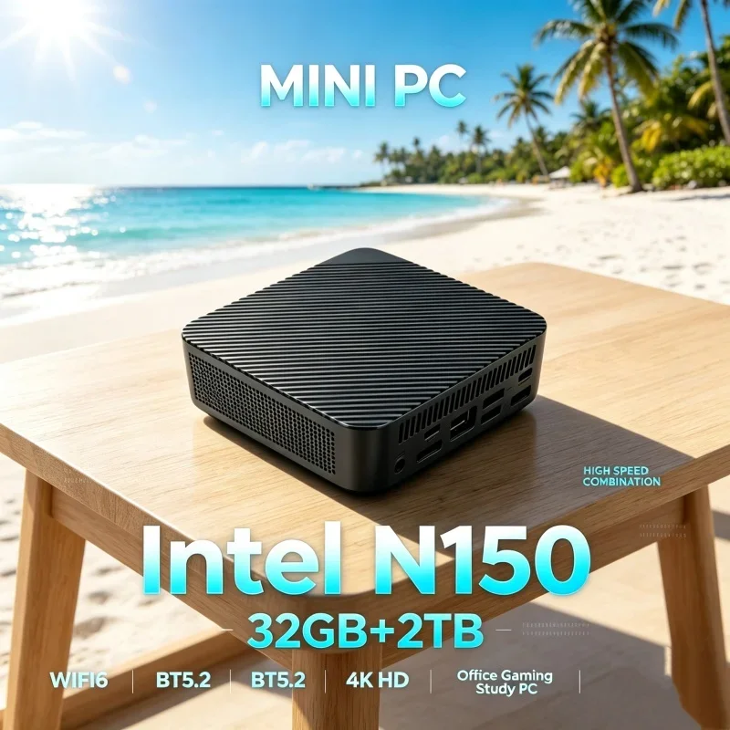 2026 Lossless Core N150 MINI PC Windows 11 Smooth Touch Pocket Sized Workstation RAM 1TB SSD WIFI 6 BT5.2 4K HD Mini Gaming