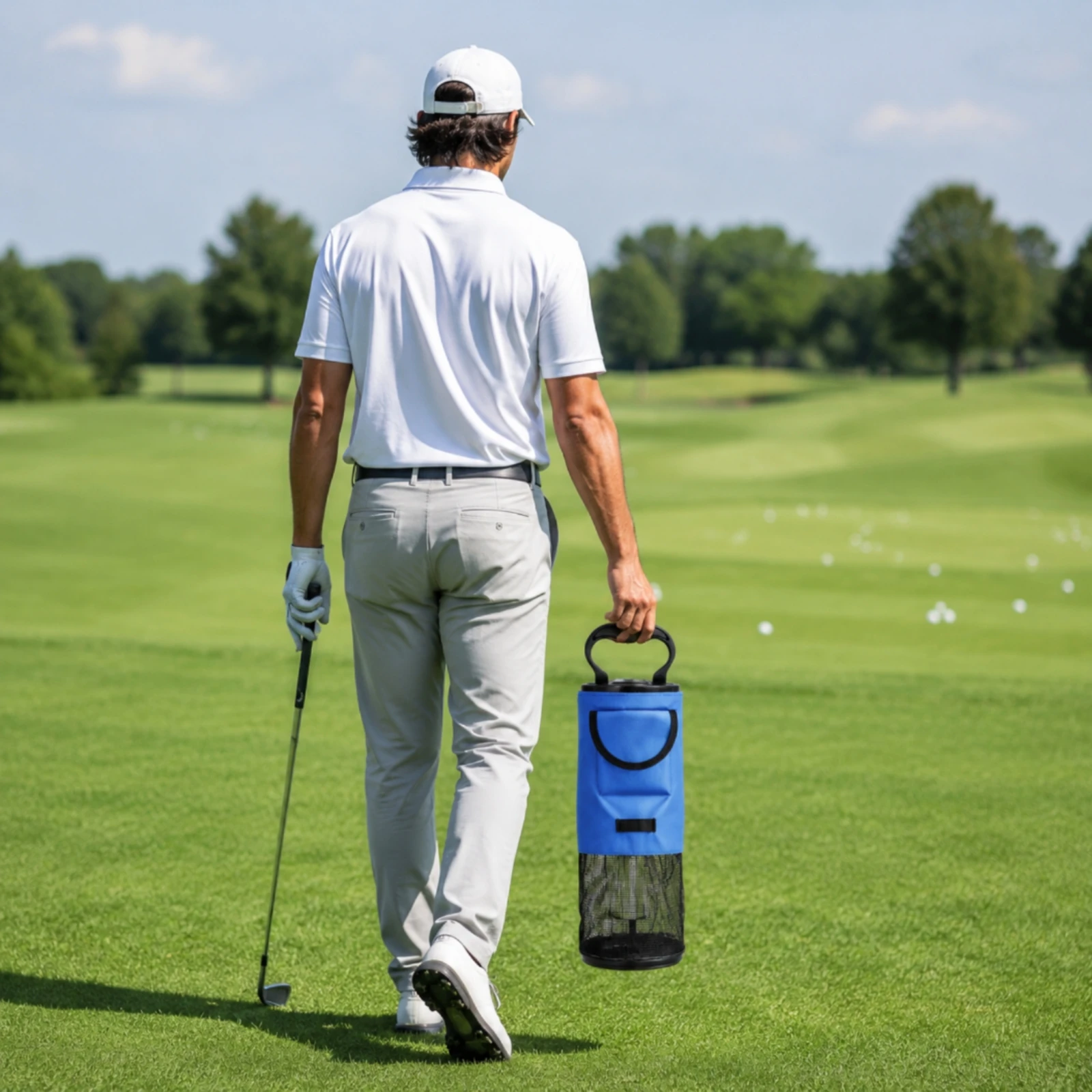 Golf Bag - อุปกรณ์เก็บลูกกอล์ฟ พร้อมถุงเก็บลูกกอล์ฟ น้ำหนักเบา ด้ามจับทำจากอะลูมิเนียม ความจุสูง ด้ามยาว
