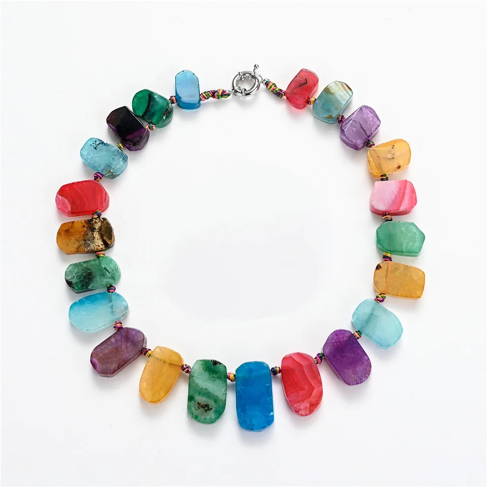 

Модное ожерелье с агатом, богемное пляжное летнее овальное ожерелье с агатом, креативные украшения, европейско-американская цепочка на ключицу, аксессуар