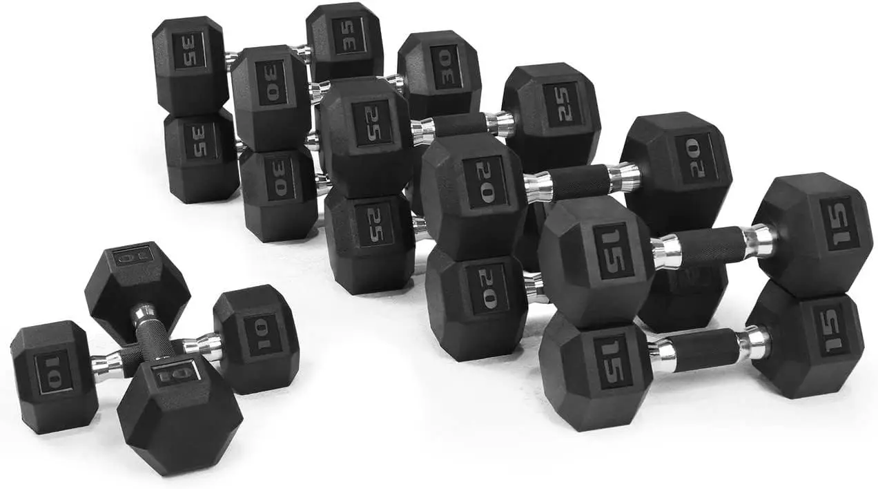 

Rubber EncasedDumbbells with Rubber Grip Contoured Handle for Muscle Toning Strength Building Full Body Workout