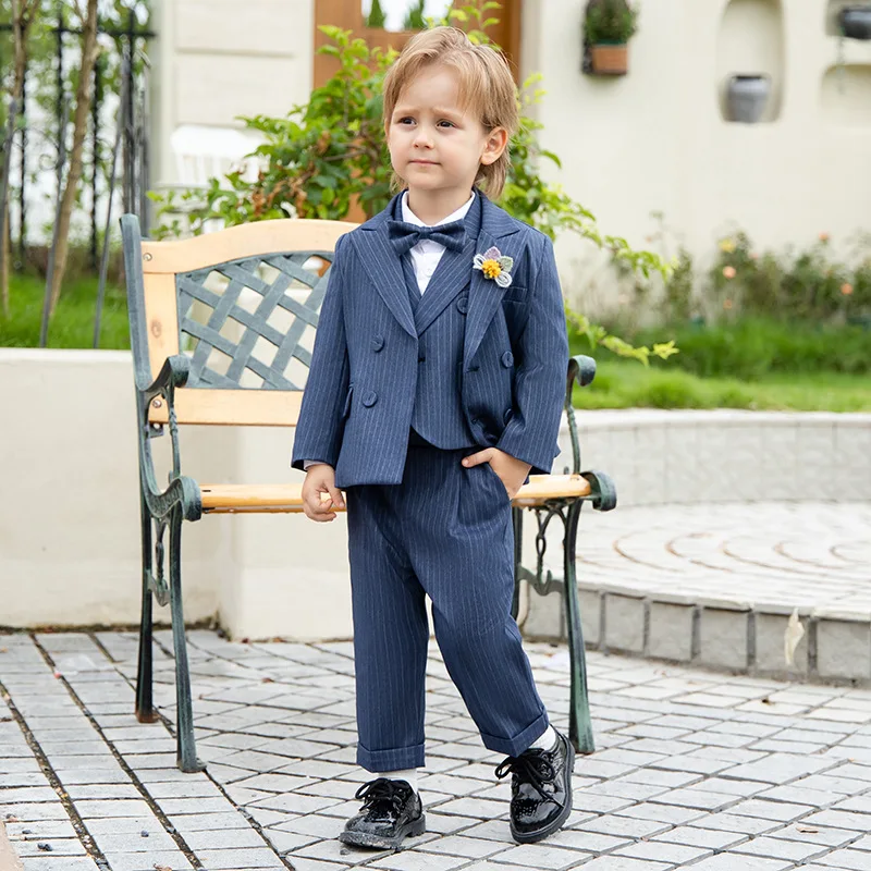 

Children British Birthday Dress Gentleman Kids Photograph Suit Flower Boys Formal Wedding Party Performance Dance Tuxedo Wear