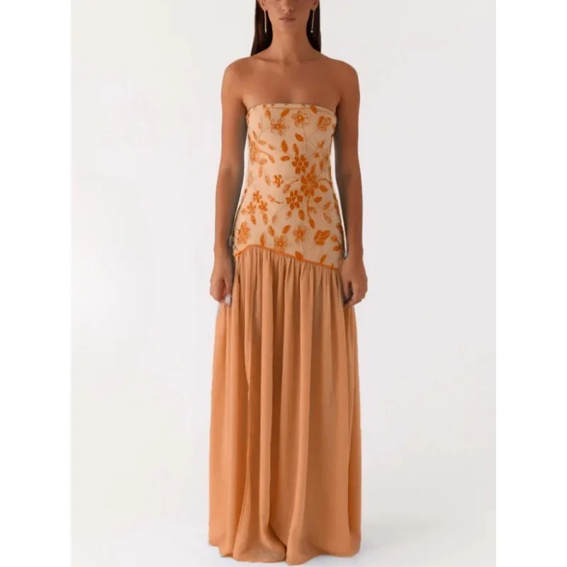 Sexy schulterfreies Schlauchkleid für Frauen mit Pailletten, Perlenkorsett, rückenfrei, Spleißen, Meerjungfrau, Cocktailkleid, Abendkleid