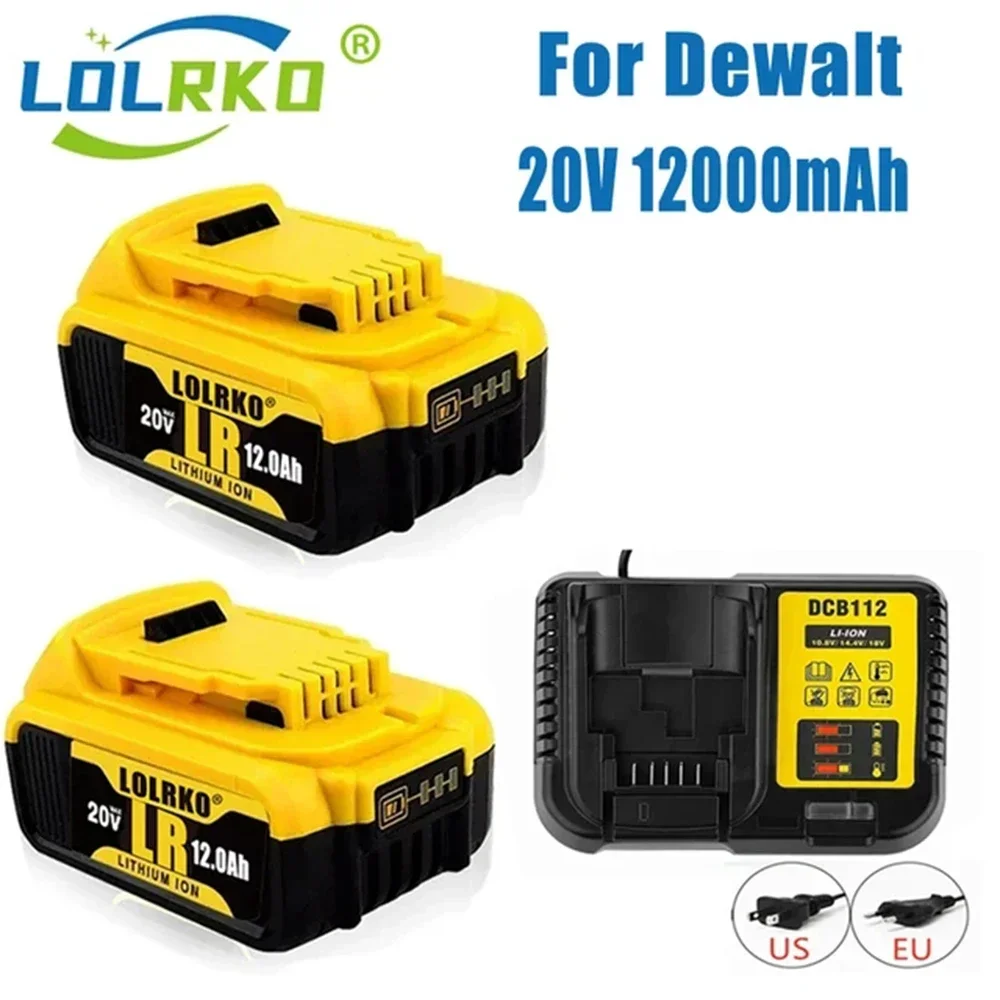 Dewalt용 배터리 및 충전기, 최신 도구 배터리, DCB200, 20V, 12000mAh, 18V, DCB184, DCB200, DCB182, DCB180, DCB181, DCB182, DCB201