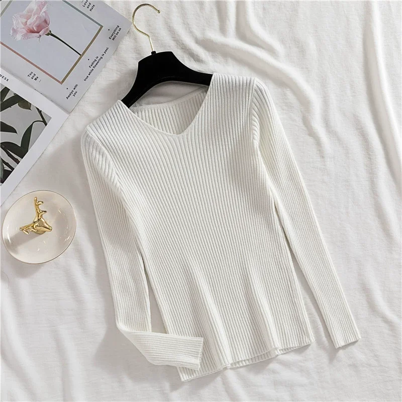 Autumn Winter Women Sweaters Casual Long Sleeve Knitted Pullover Sweater Femme Basic Solid Jersey Tops Fashion Clothes 2024