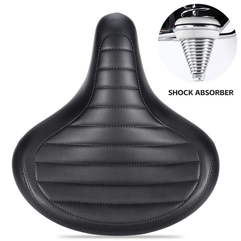 

Retro Brown Soft Shock Absorbing Bicycle Saddle Wide Comfortable Leather Seat for MTB Electric Bike Accessories