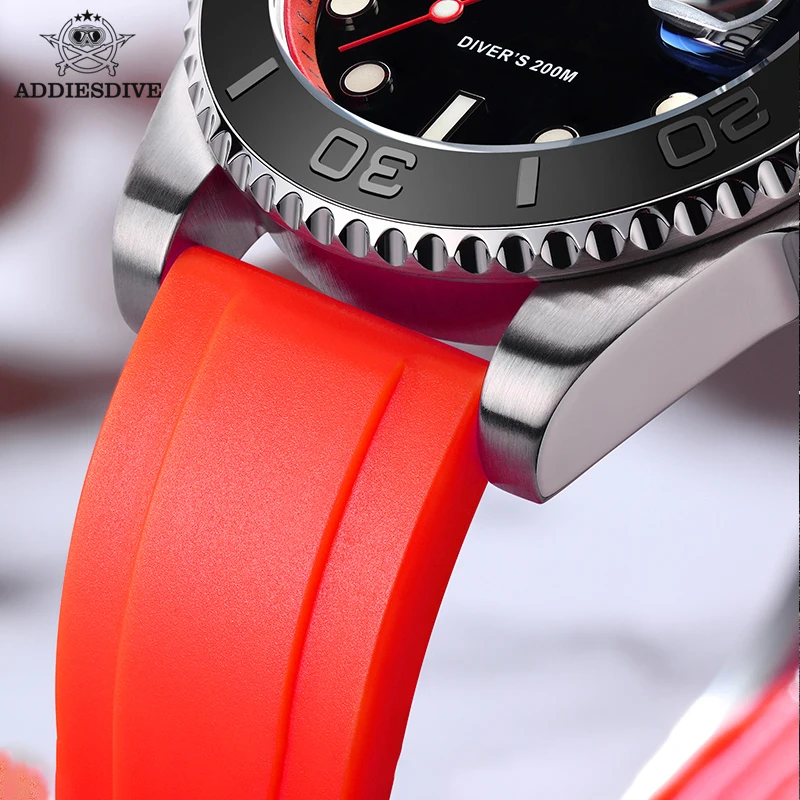 

Часы ADDIESDIVE с вращающимся безелем для мужчин, 41 мм, кварцевые часы из нержавеющей стали, BGW9, светящийся резиновый ремешок, 200 м, мужские часы для дайвинга, Ne