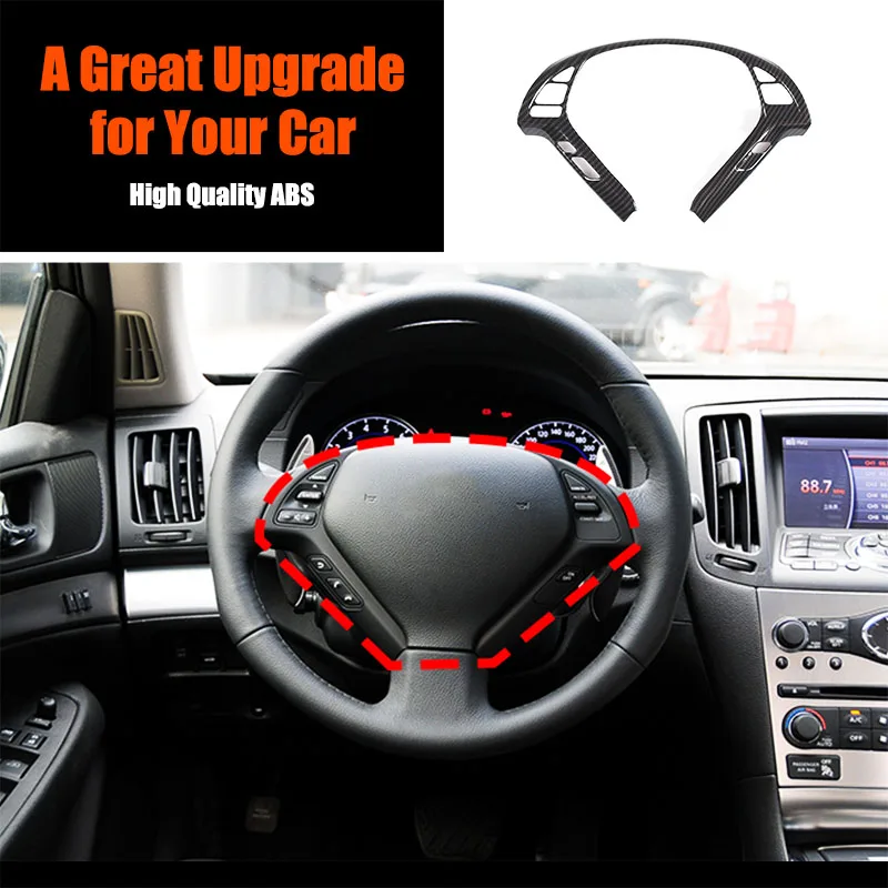 

1piece set ABS carbon fiber For Infiniti G25 G35 G37 2007-2013 car steering wheel button frame decorative sticker accessories