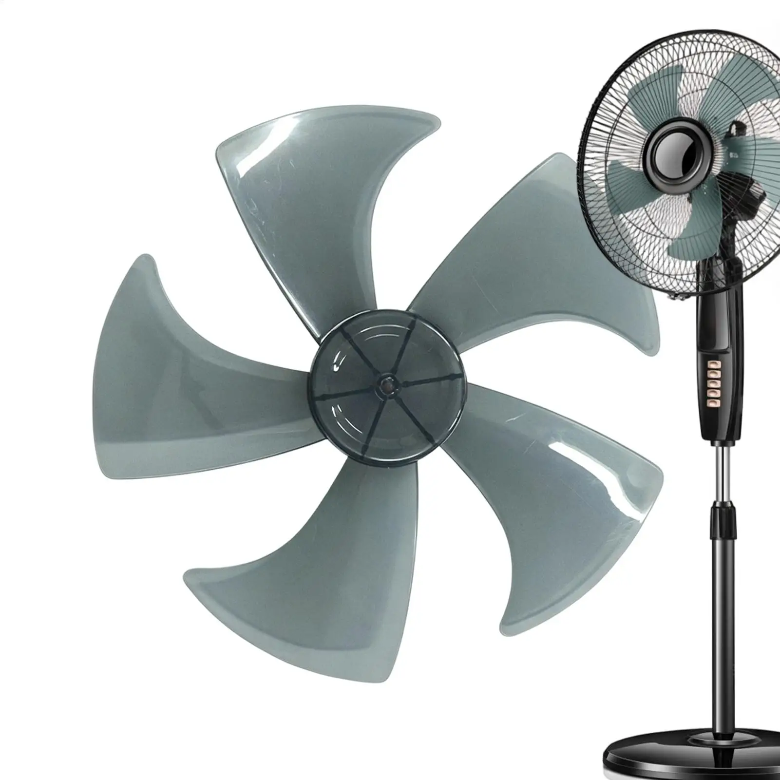 12 Inch Household Plastic Fan Blade Five Leaves With Nut Cover Household Fanblade Replacement For Pedestal Table Stand Fanner