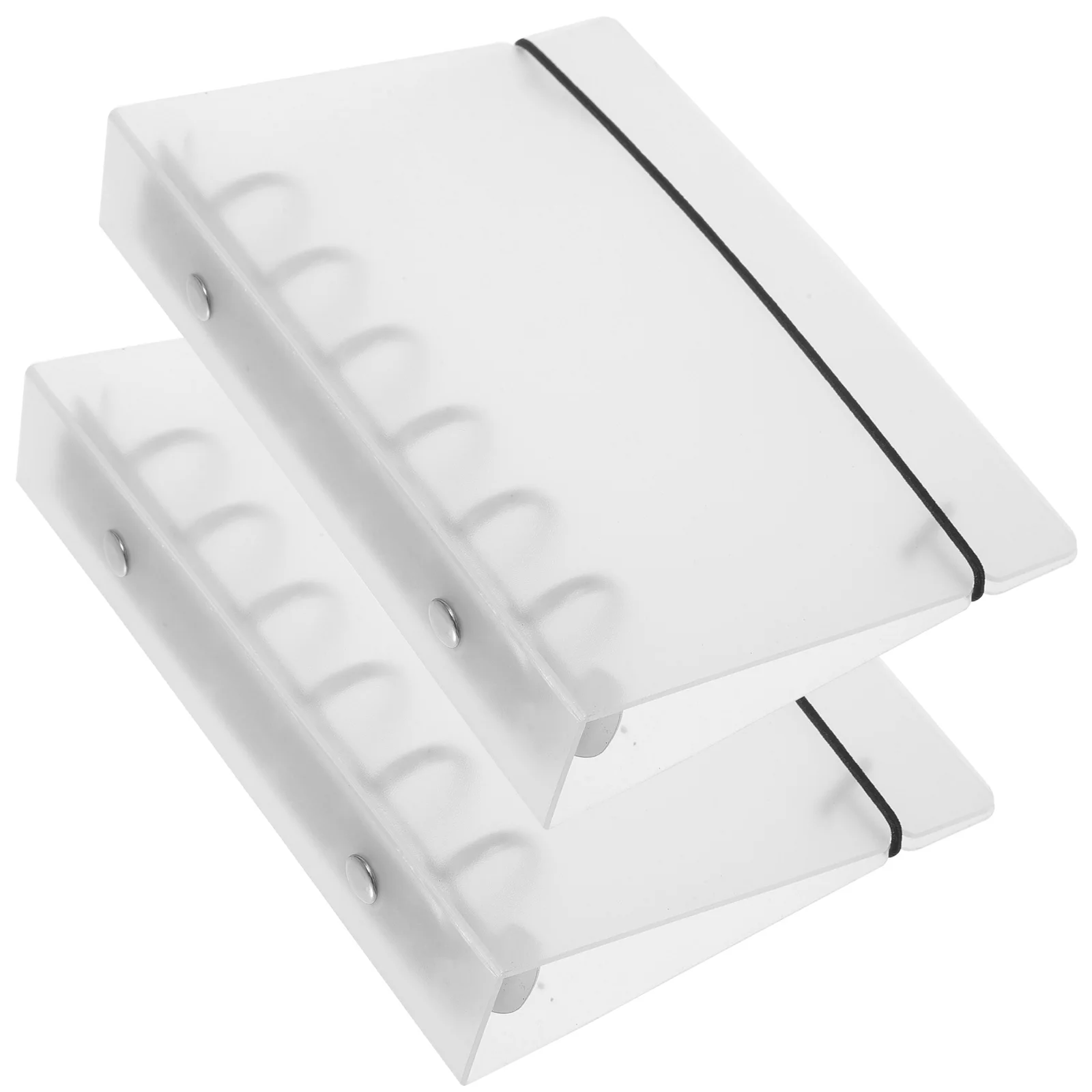 

2pcs A5 6 Hole Binder Notebook Clear PP Metal Binding Belt School Office Storage Folder Transparent Files Organizer