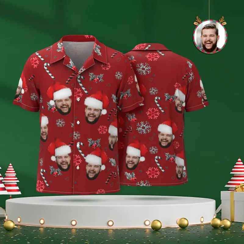 Funny Santa Claus Cosplay Photo 3D Printed Shirts For Men Clothes Christmas Custom Picture Blouses DIY Xmas Gifts Unisex Tops