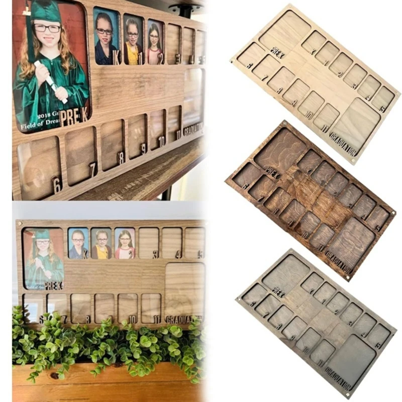 School Years Photo Frame Pre-K to 12 Personalizing Wooden Graduation Keepsakes Memory Frame for Kids and Teachers Gift