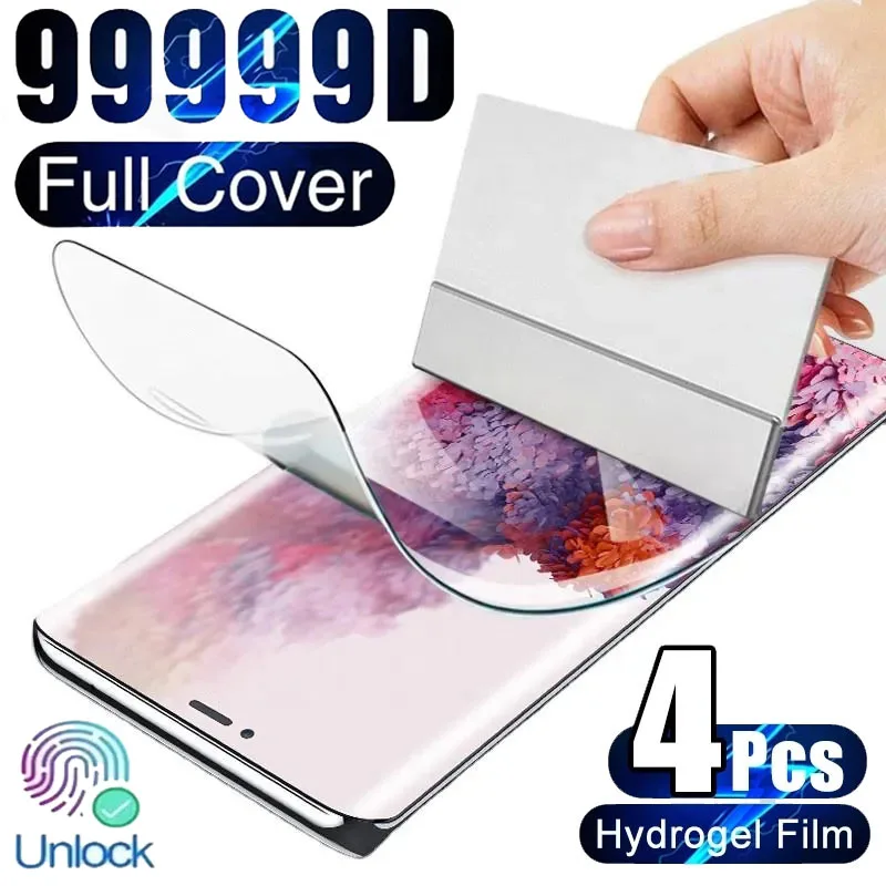 4Pcs Full Cover Screen Protector For Samsung Galaxy S21 Plus S22 S23 Ultra FE S20 S10 Screen Protector Hydrogel For Note 20 9 10