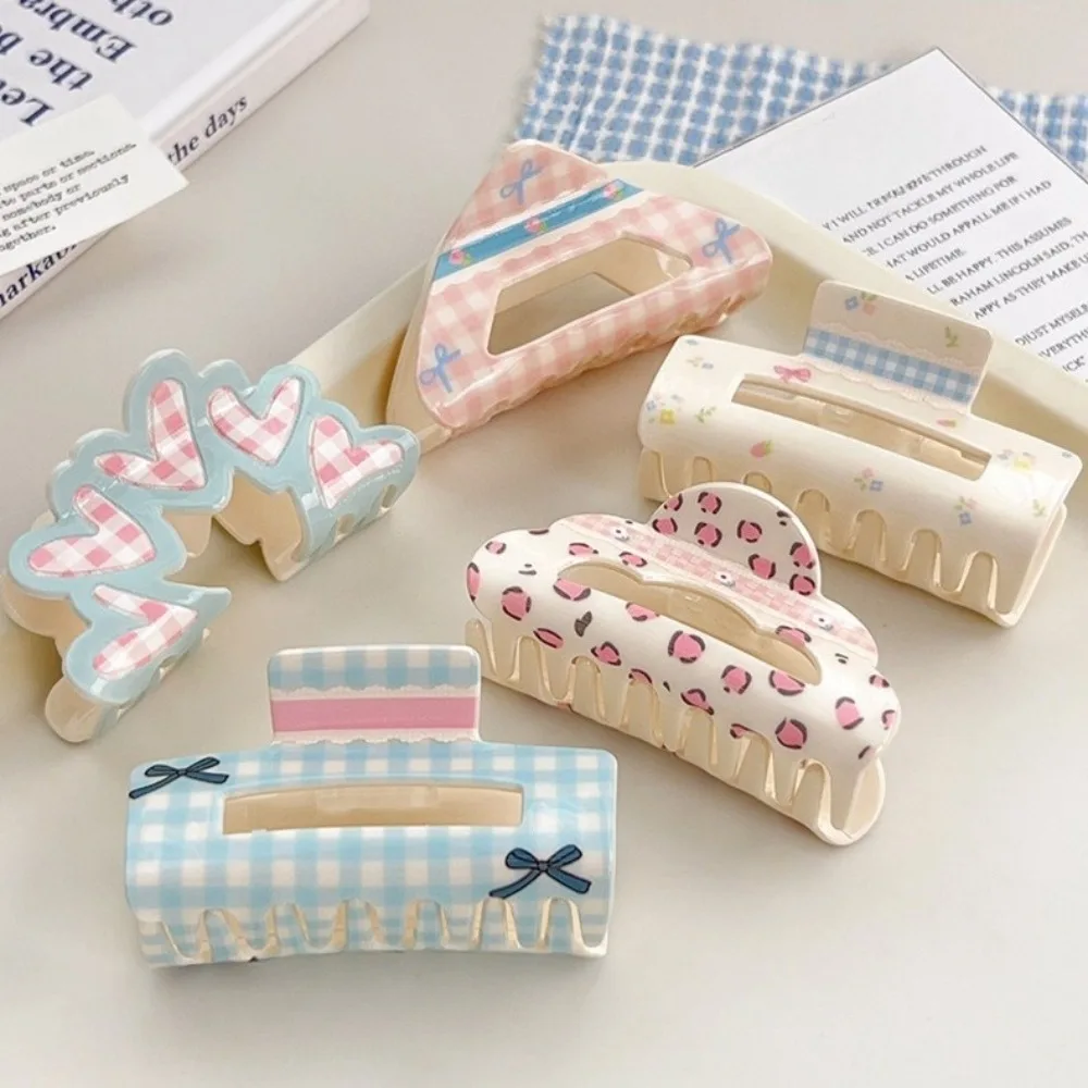 

Korean Girls Lattice Hair Crab Clip Triangle Square Acrylic Bow Hair Claw Headwear Hair Accessories Geometry Shark Clip Women
